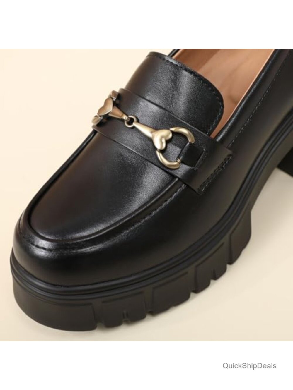 Women's Platform Loafers Comfy Penny Loafers Chunky Heel Slip-On - Picture 5 of 6